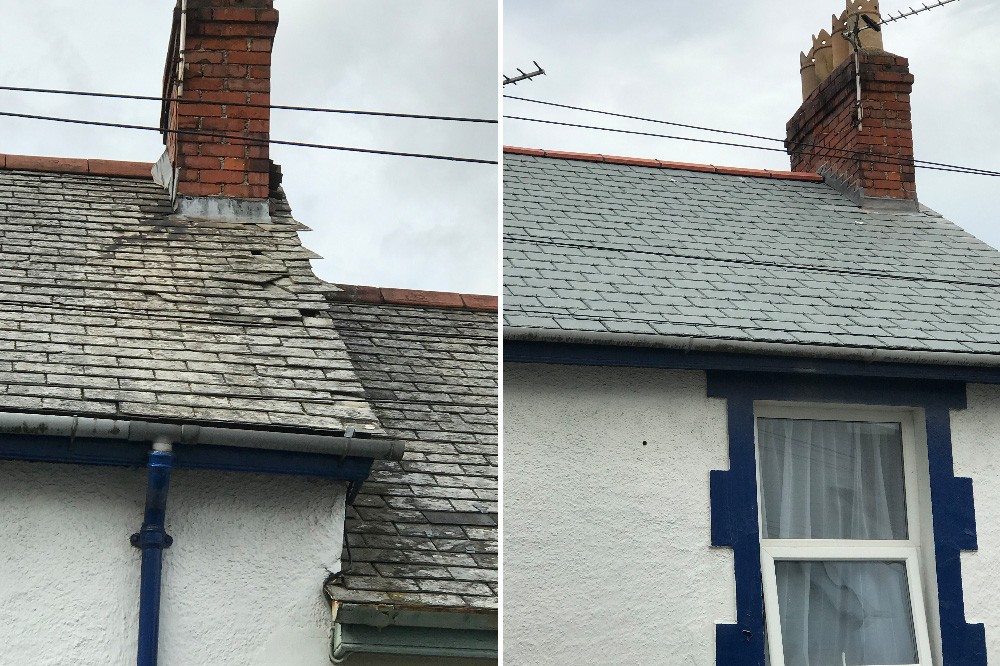 Dramatic roof renovation comparison